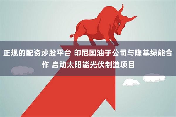 正规的配资炒股平台 印尼国油子公司与隆基绿能合作 启动太阳能光伏制造项目